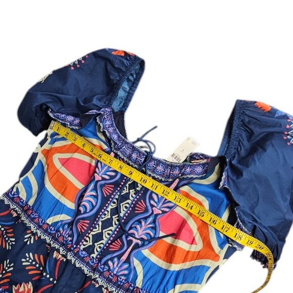 Farm Rio x Anthropologie Puff-Sleeve Ruffled Floral Romper, Picnic, Size M, NWT - Picture 6 of 13